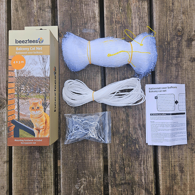 Beeztees Kattennet voor Balkon Transparant Kat | 4 x 3 meter | 20097.1