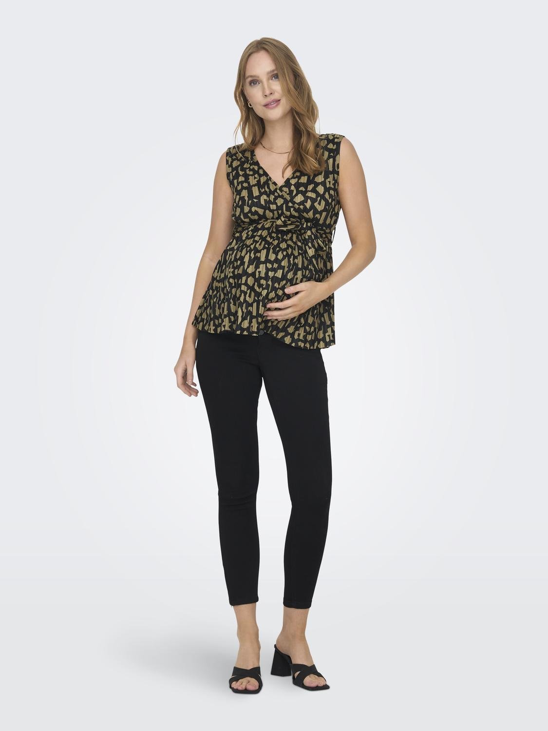 OLMSAFARI Plissiertes Top Black