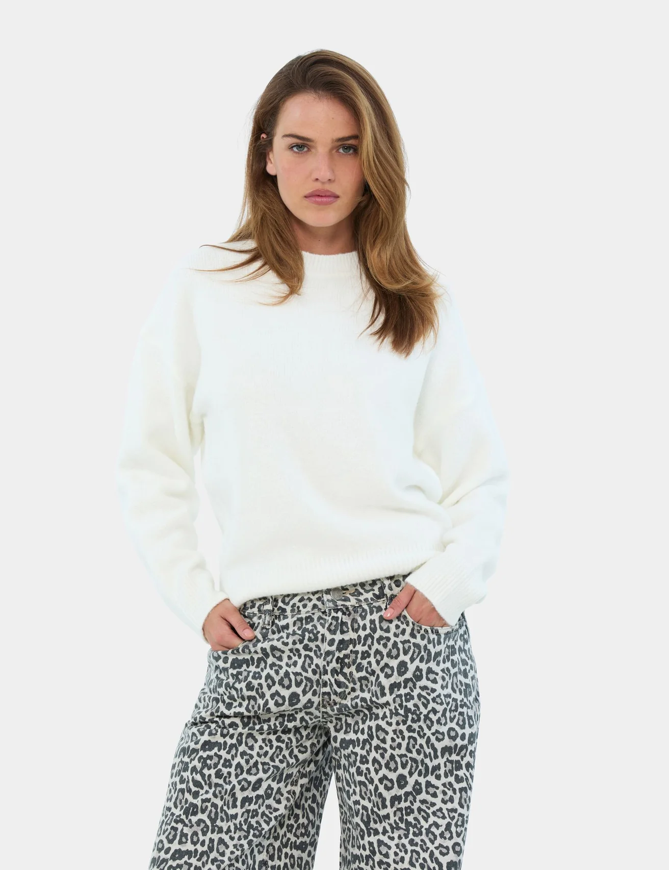 Pull ample en maille écru