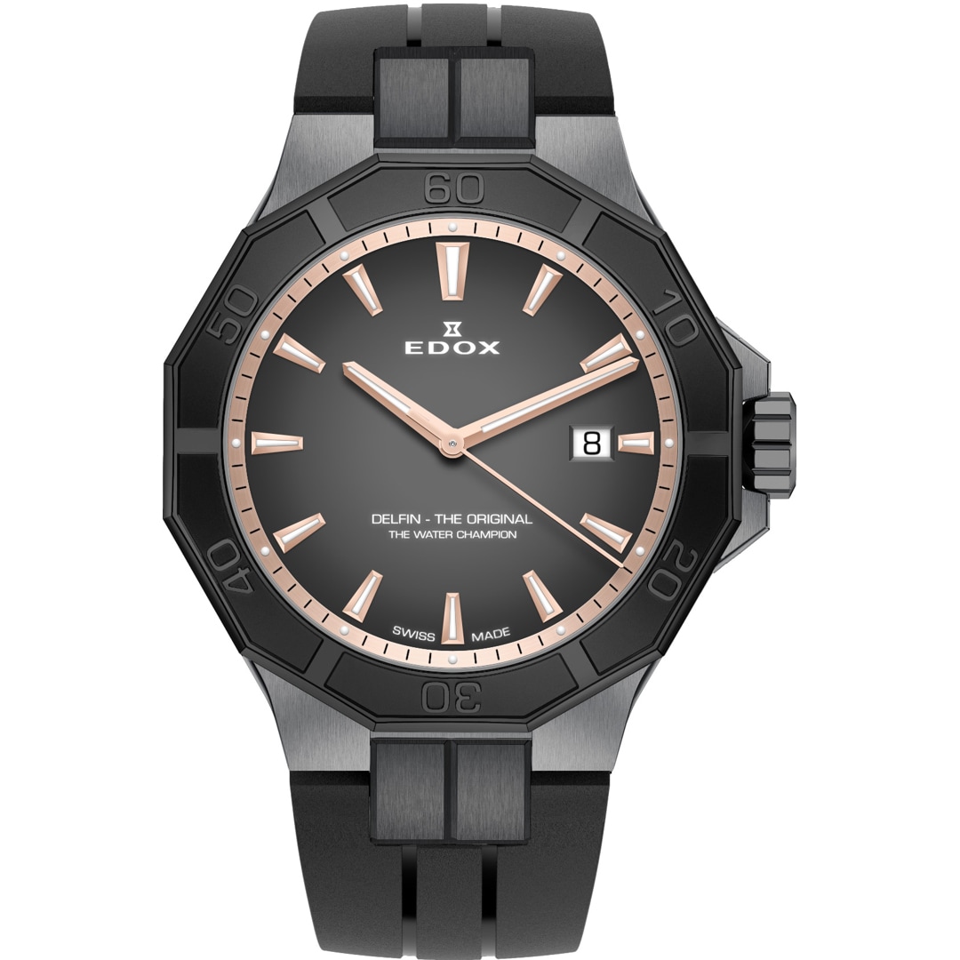 Edox Delfin Date Schwarz / Grau