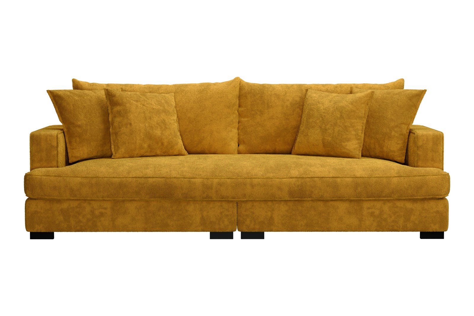 Rossi 3-seter sofa (1 setepute) Tekstil Genesis 10 Golden Yellow, arm A med sorte ben. Std. Komfort.