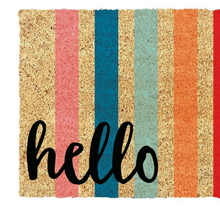 Paillasson coco Hello multicouleur L.60 x l.40 cm