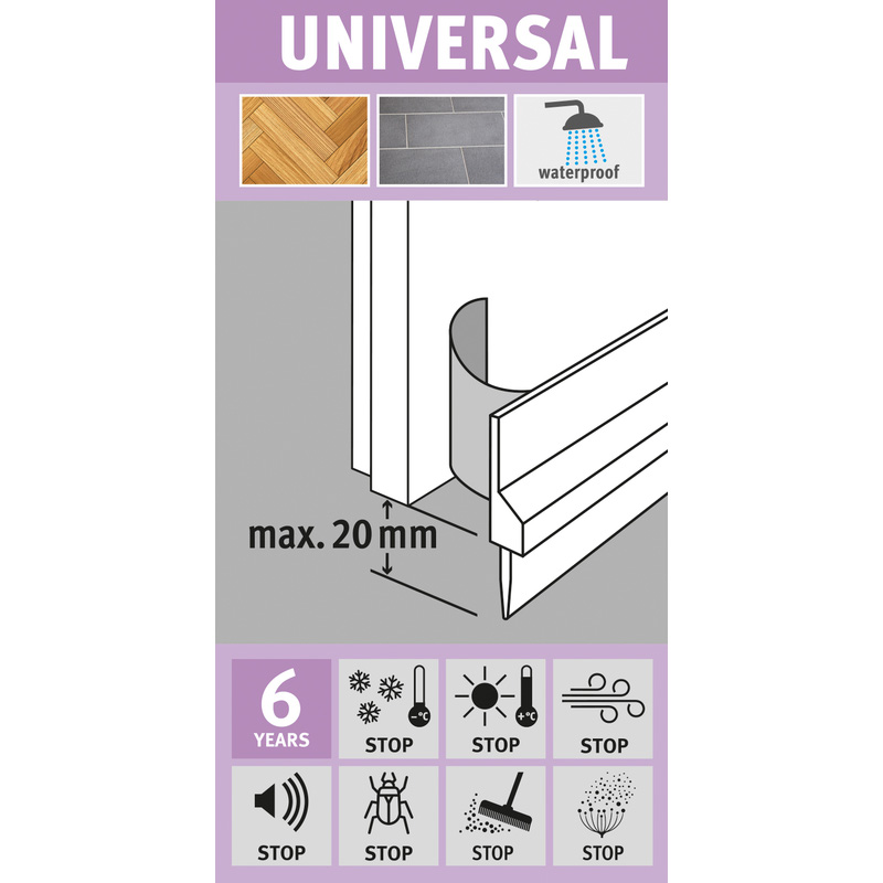 Fix-o-moll tochtstrip deur universeel zelfklevend afdichtstrip 1m wit