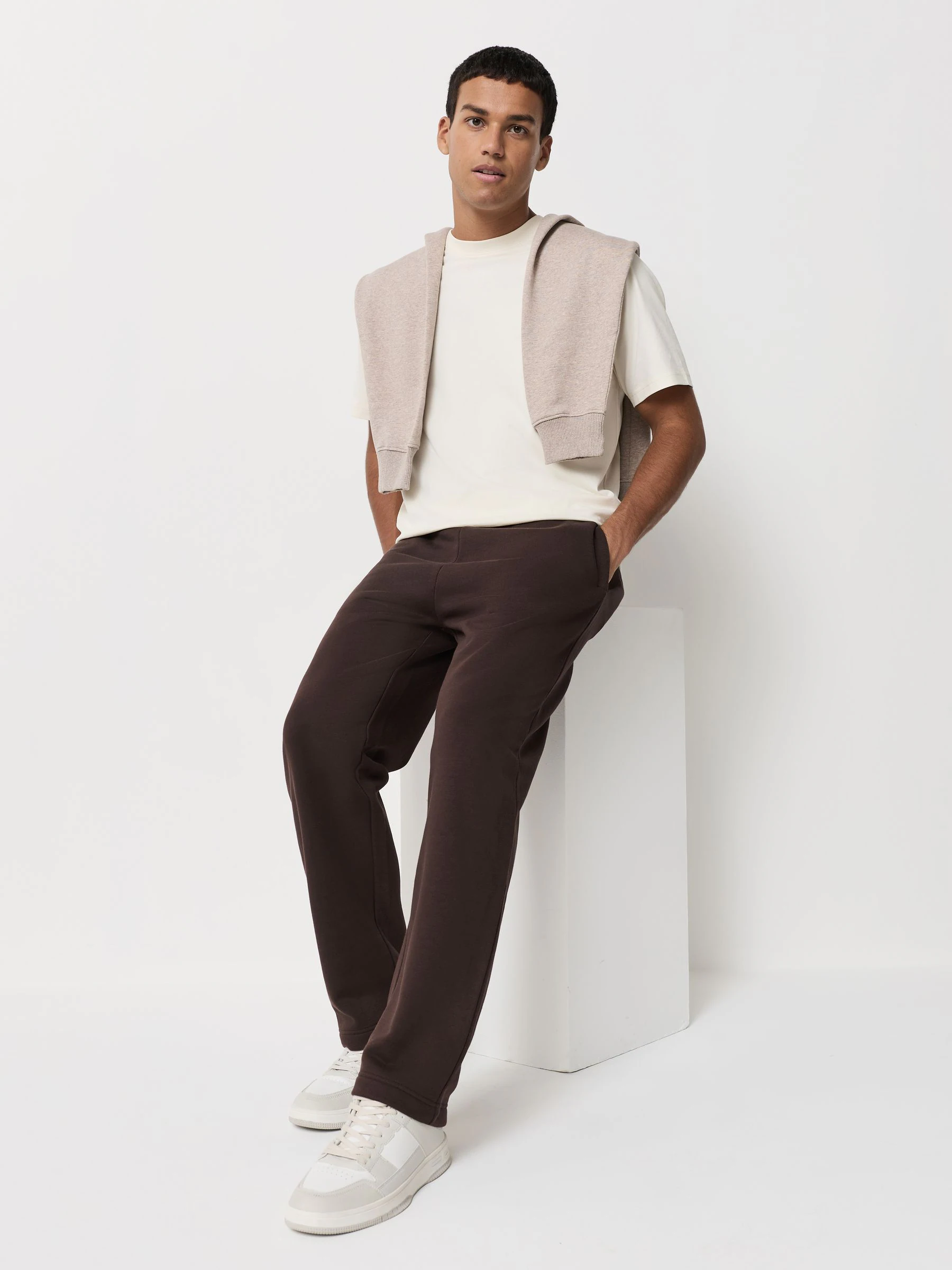 Zwart/chocoladebruin - Straight Fit Cotton Rich Jersey Joggers 2 Pack