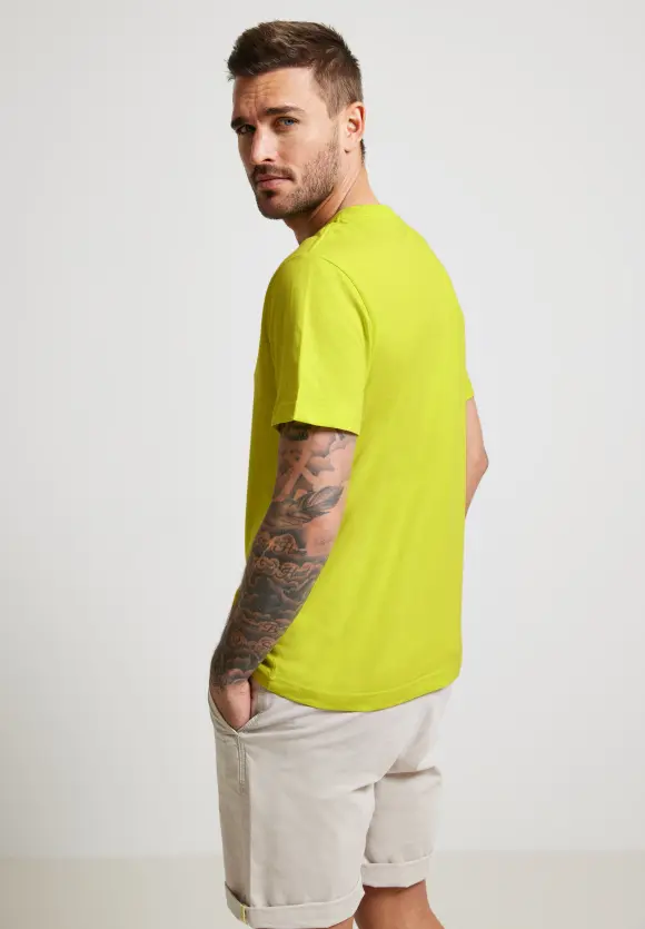 T-Shirt mit Brustprint - acid yellow