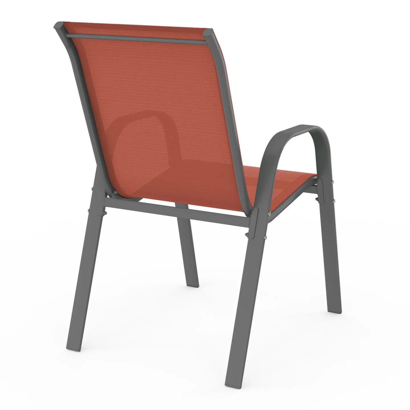 Lot de 6 chaises de jardin LYMA métal et textilène empilables terracotta