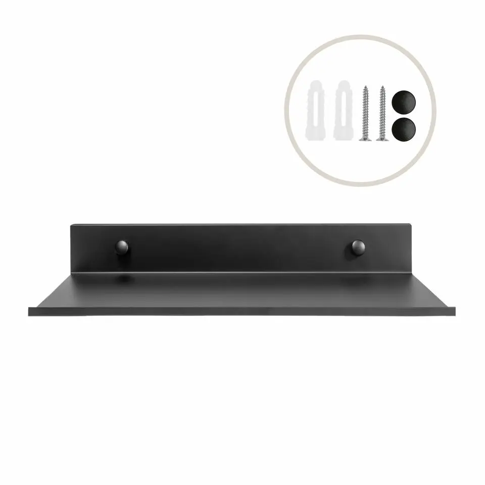 QUVIO Muur plank staal - Zwart