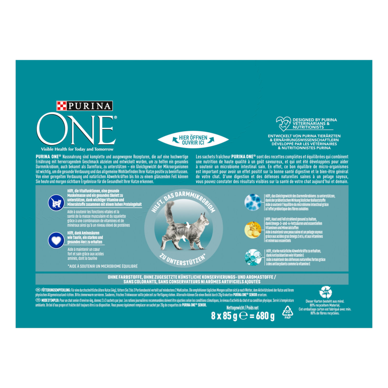 Purina ONE Nass Katzenfutter Senior 7+ Lachs & Karotten 8x85g