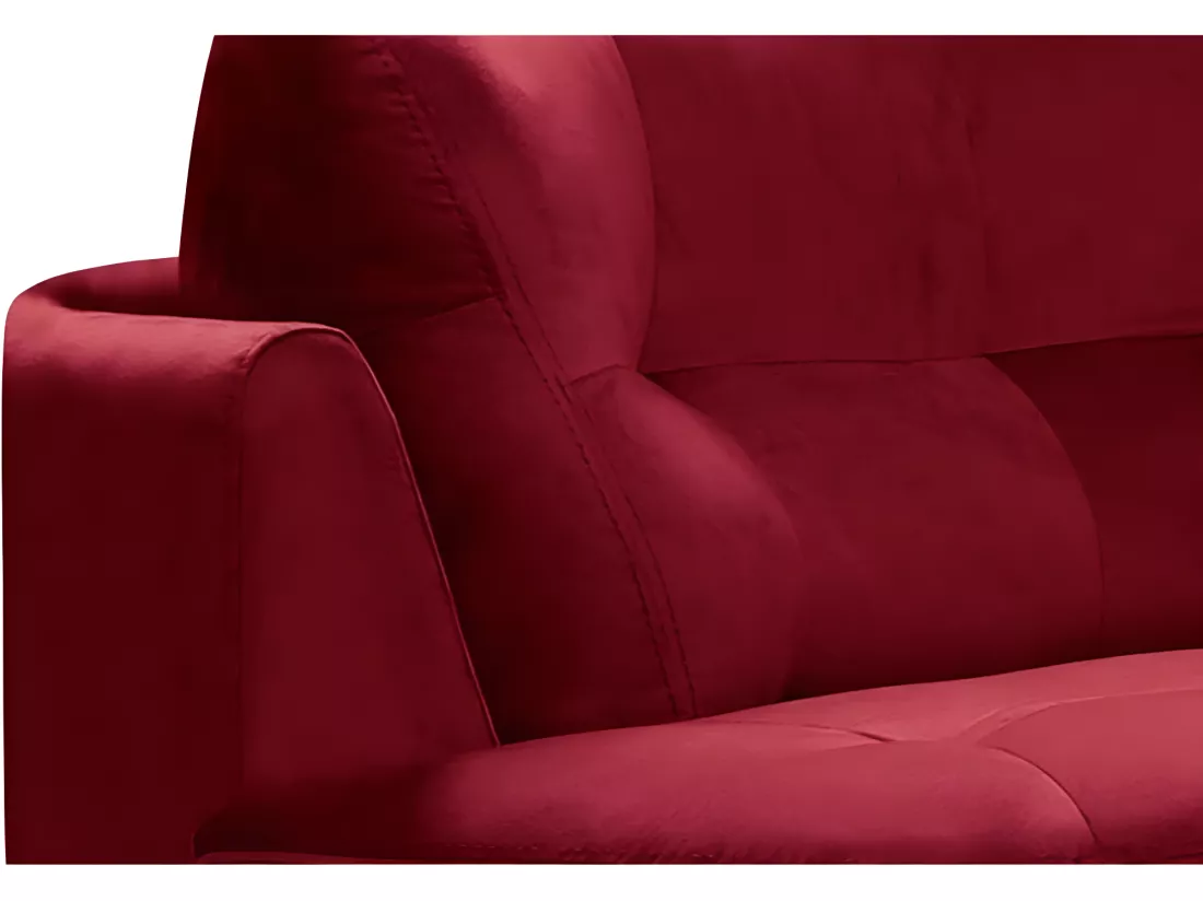 Canapé en tissu luxe 5/6 places BRENNER bordeaux, côté accoudoir gauche