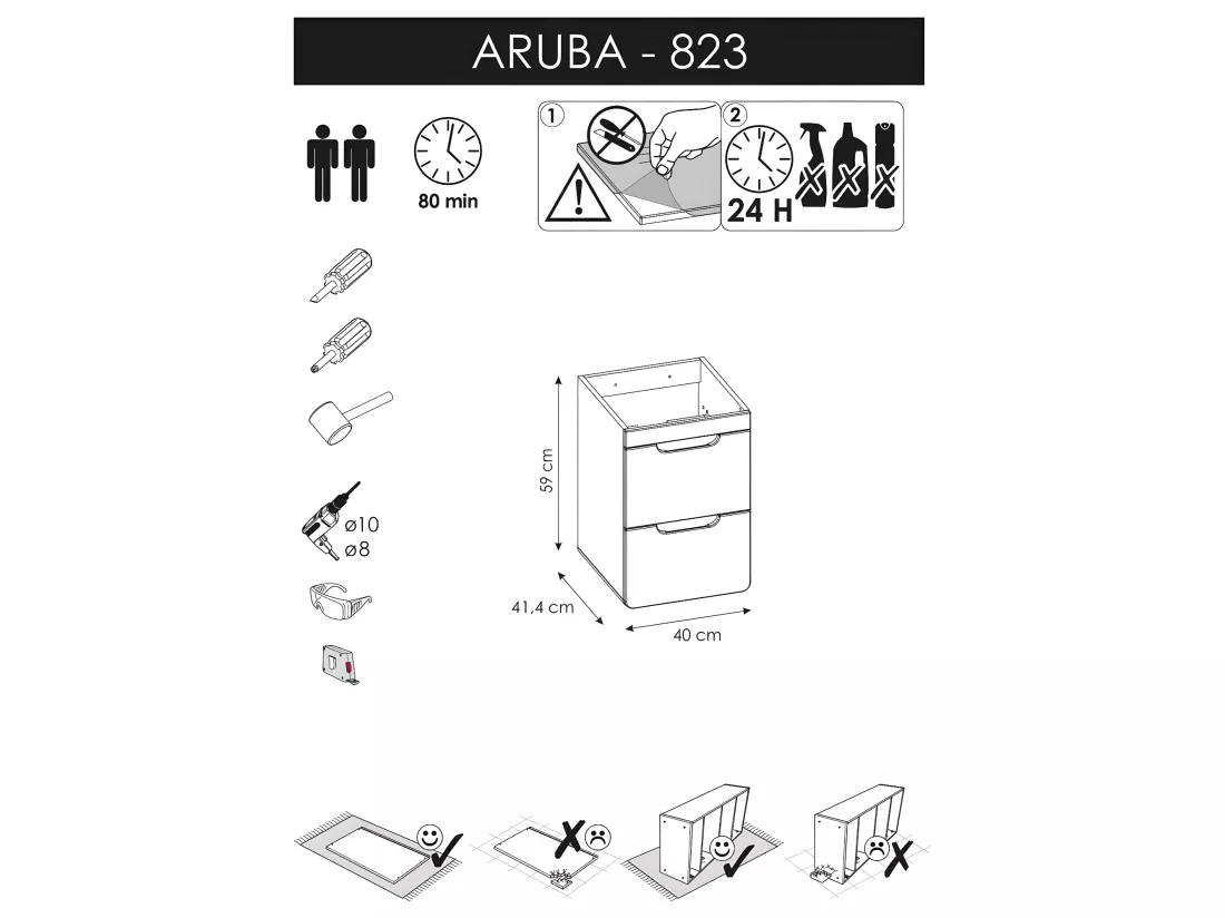 Meuble sous lavabo de salle de bain - Chêne artisanal doré - L40-H59-P41 - ARRIBA