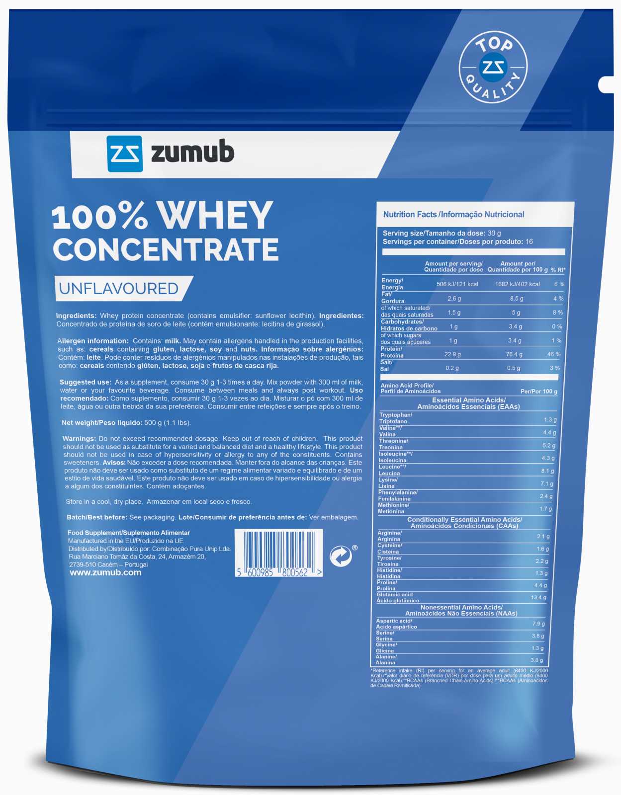 Zumub Concentrado de Soro de Leite 100% Puro 30g