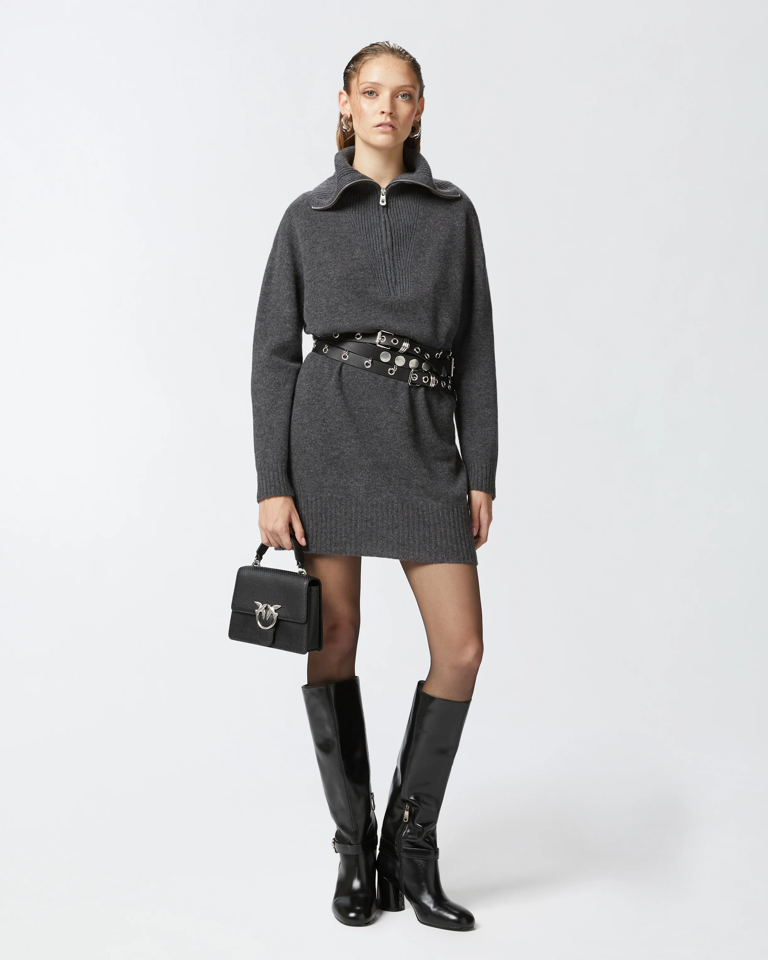 Minirobe à col montant | Gris