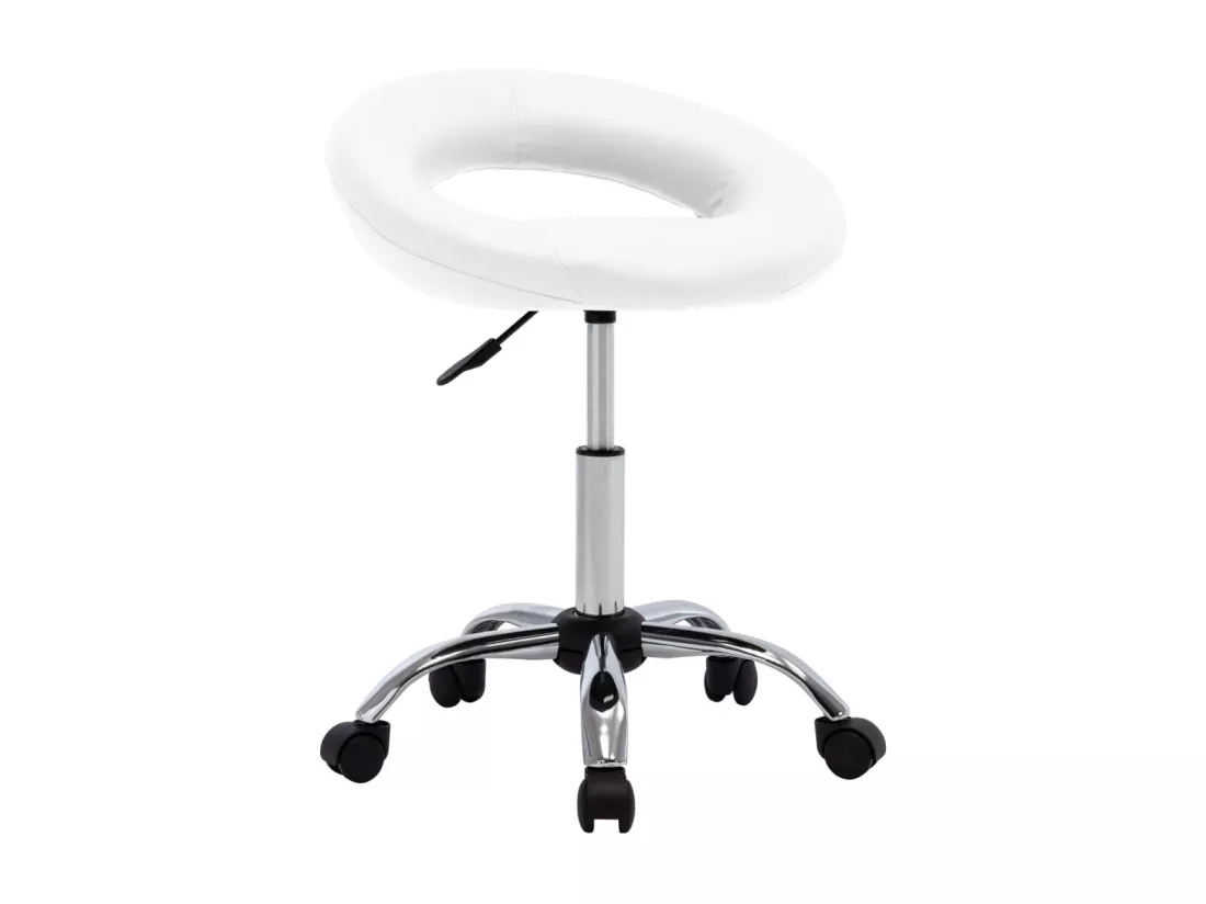 Chaise de travail roulante Blanc Similicuir