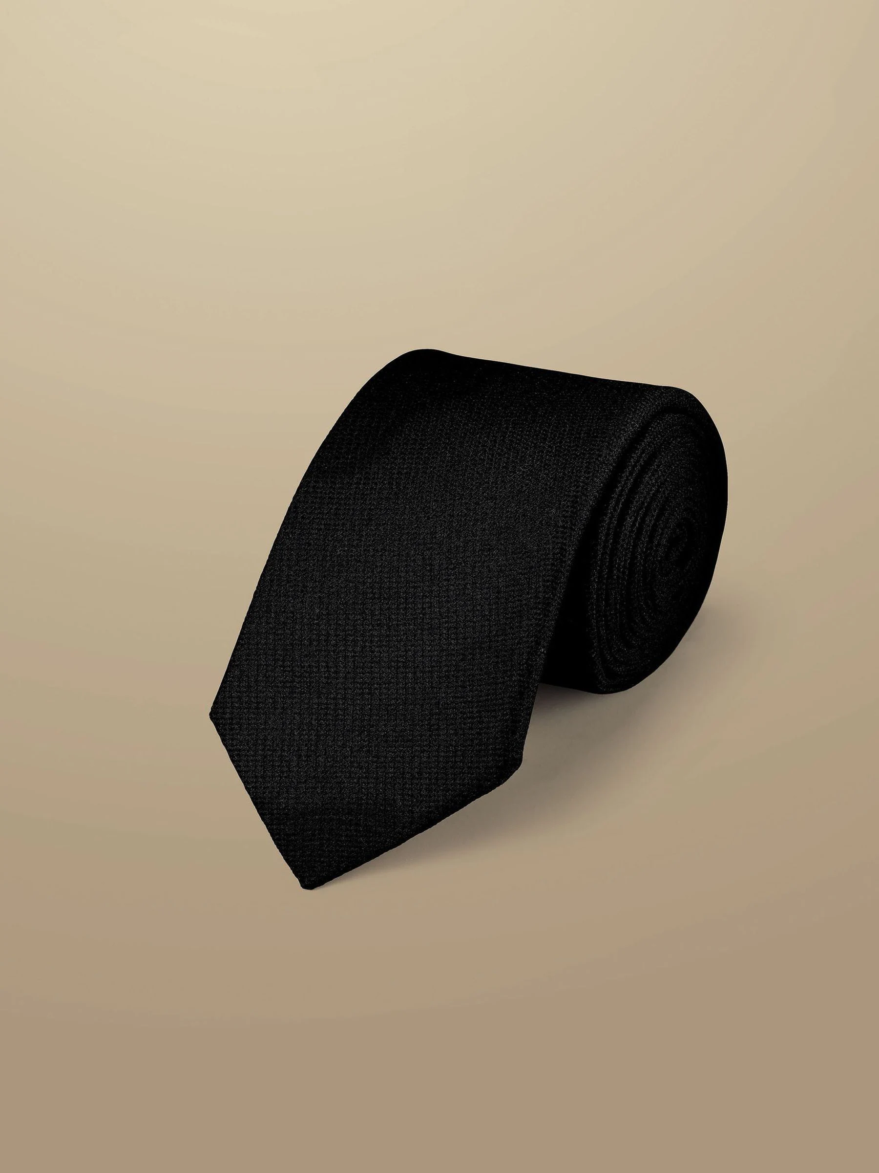 Zwart - Charles Tyrwhitt - Vlekbestendige satijnen smalle stropdas