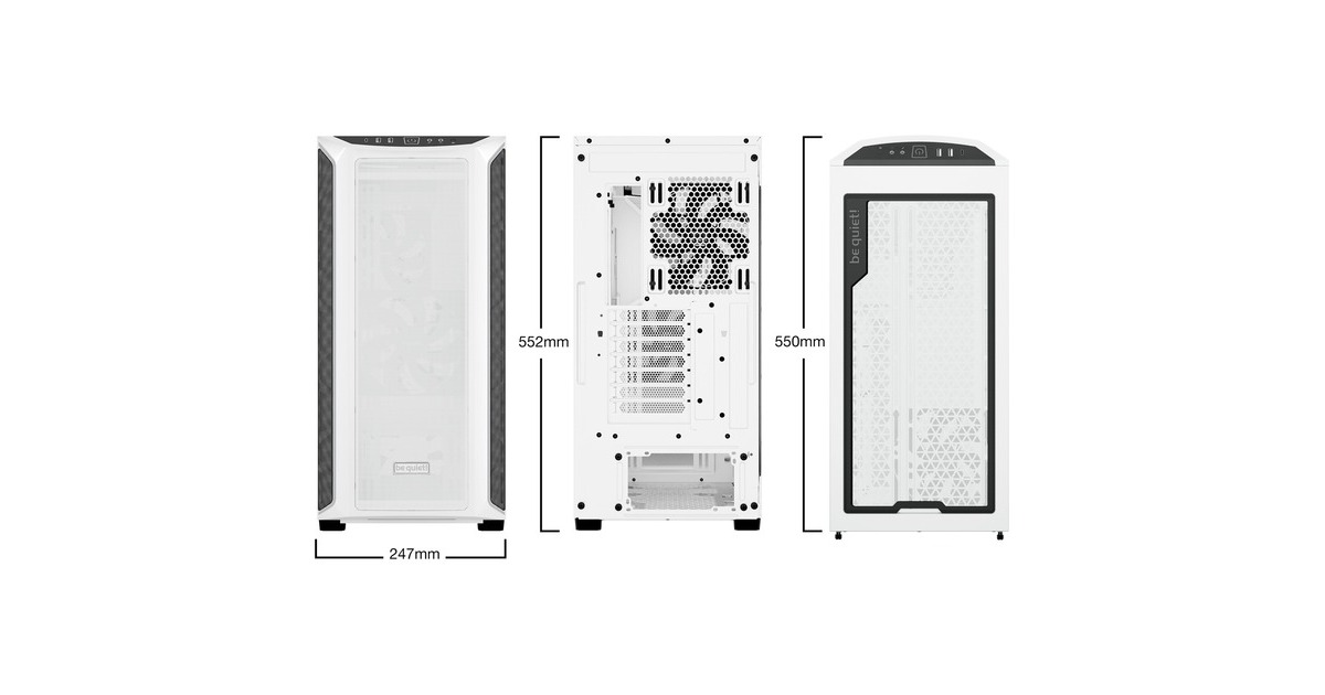 be quiet!Shadow Base 800 DX midi tower behuizing  (Wit | 2x USB-A | 1x USB-C | RGB | Tempered Glass)