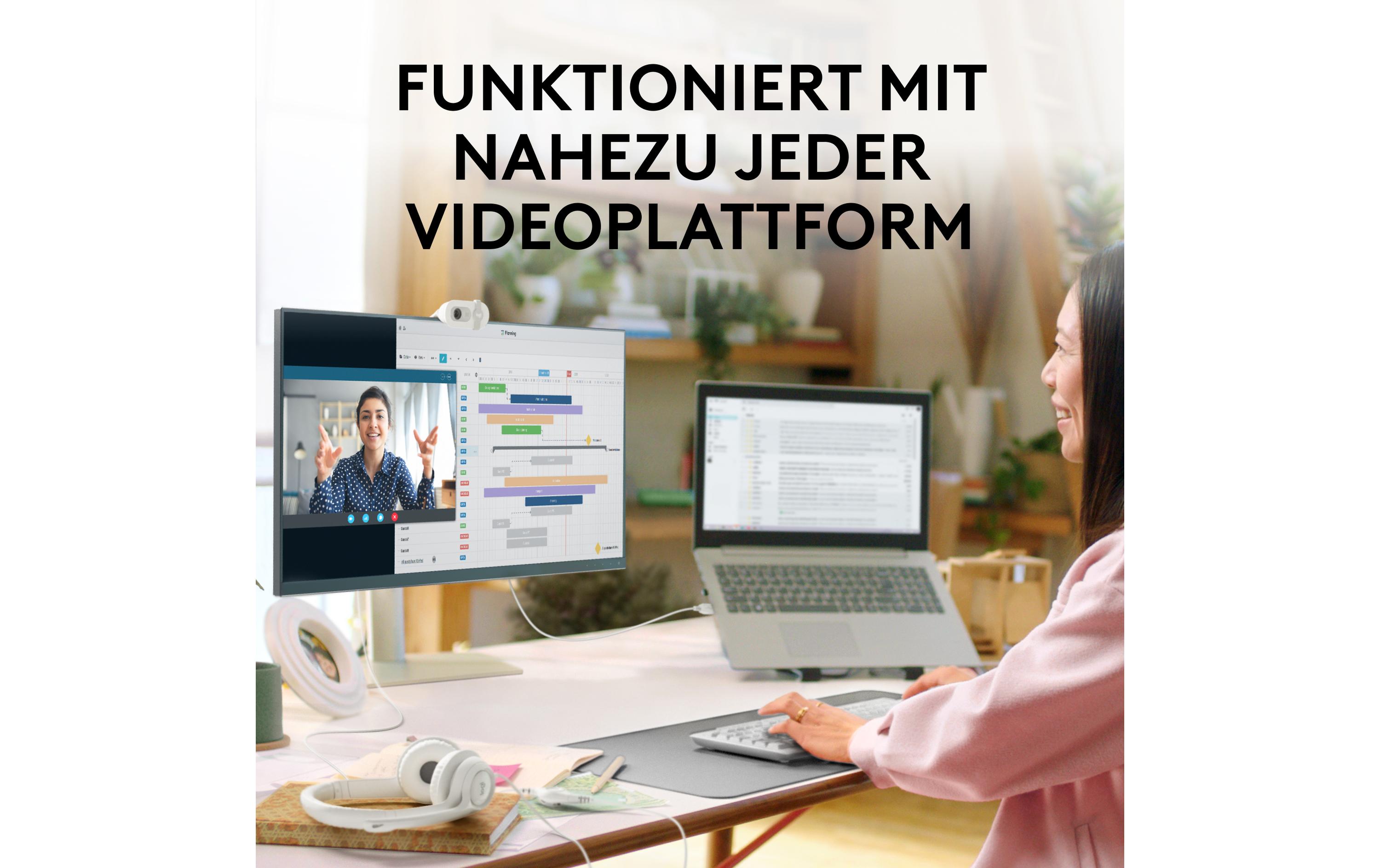 Brio 100 WeissFull HD-Webcam mit integrierter Abdeckblende