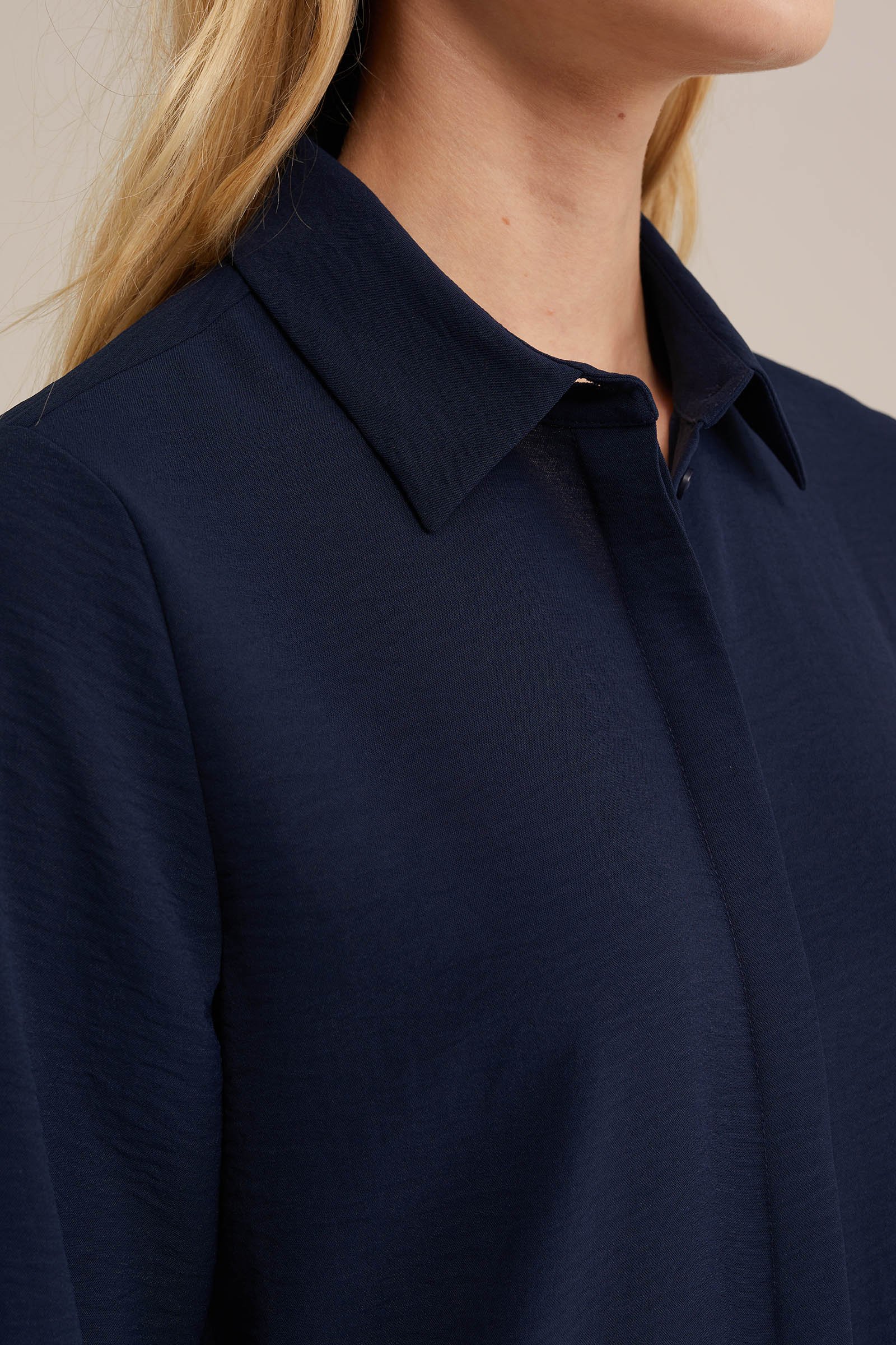 blouse met fijne structuur WE Fashion Marineblauw