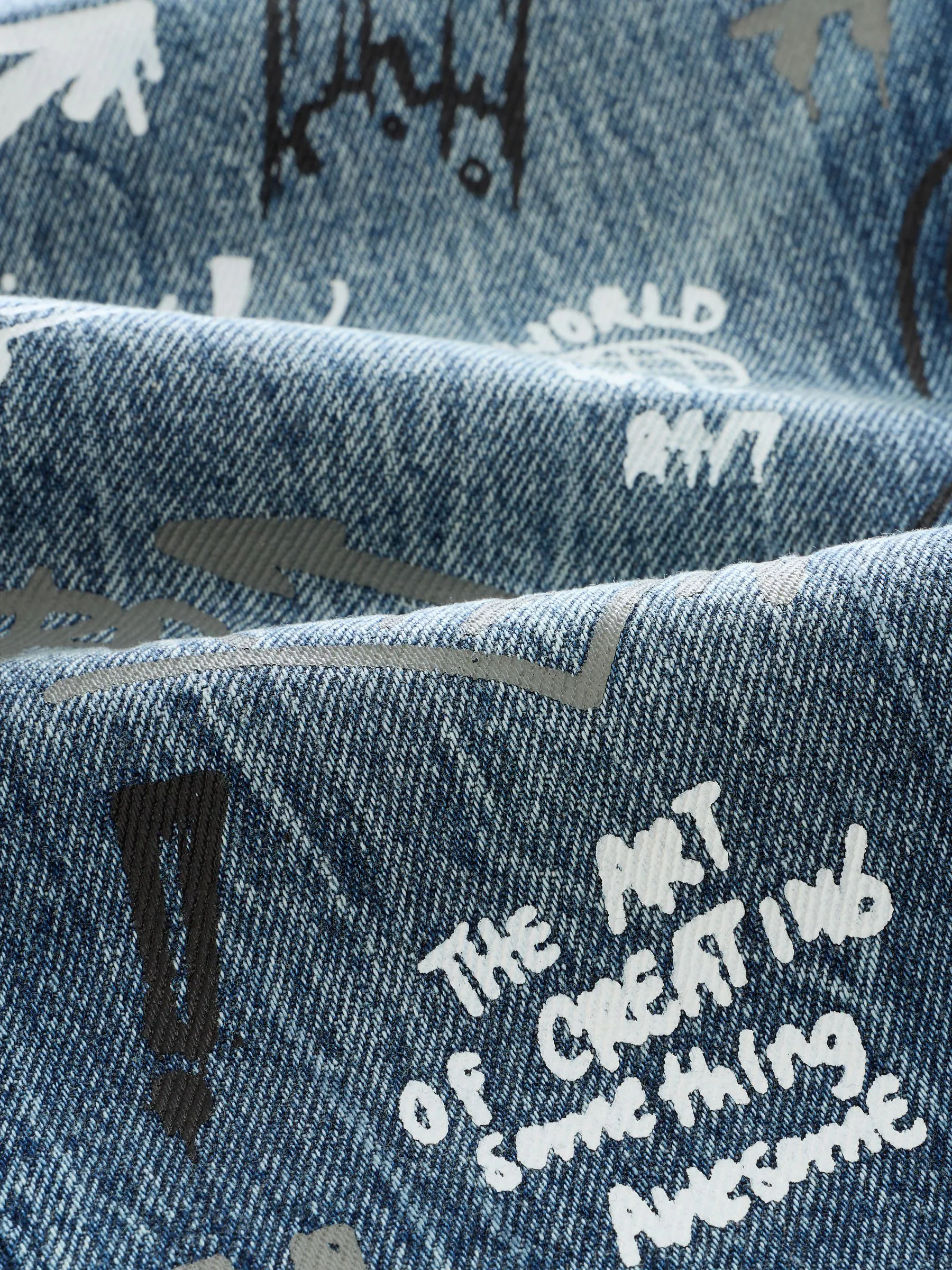 Graffiti All-Over Print Mid Blauw - Authentieke jeans (3-16jr)