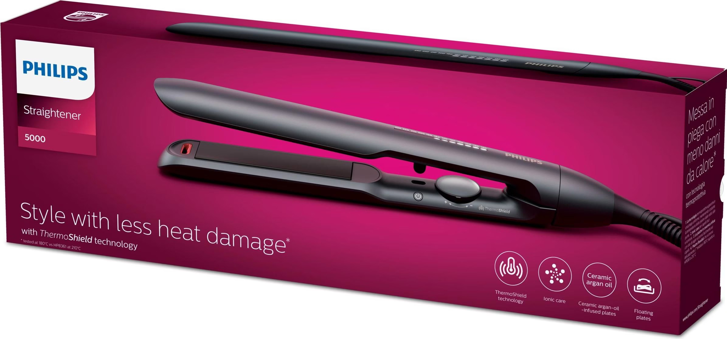 Series 5000 Haarglätter ThermoShield Glätteisen Keramik Haar Streckeisen mit Ionenfunktion (BHS510/00) - Schwarz