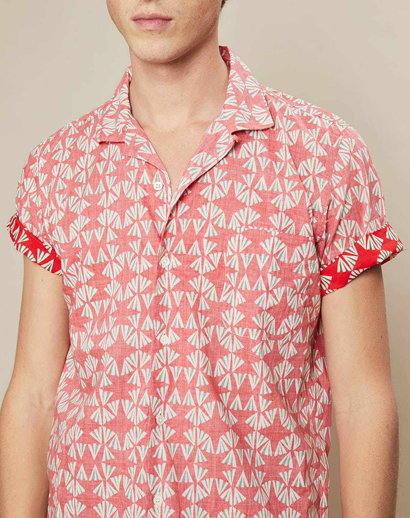 Hartford Chemise slim Slam Fans imprimée rouge/blanc/vert