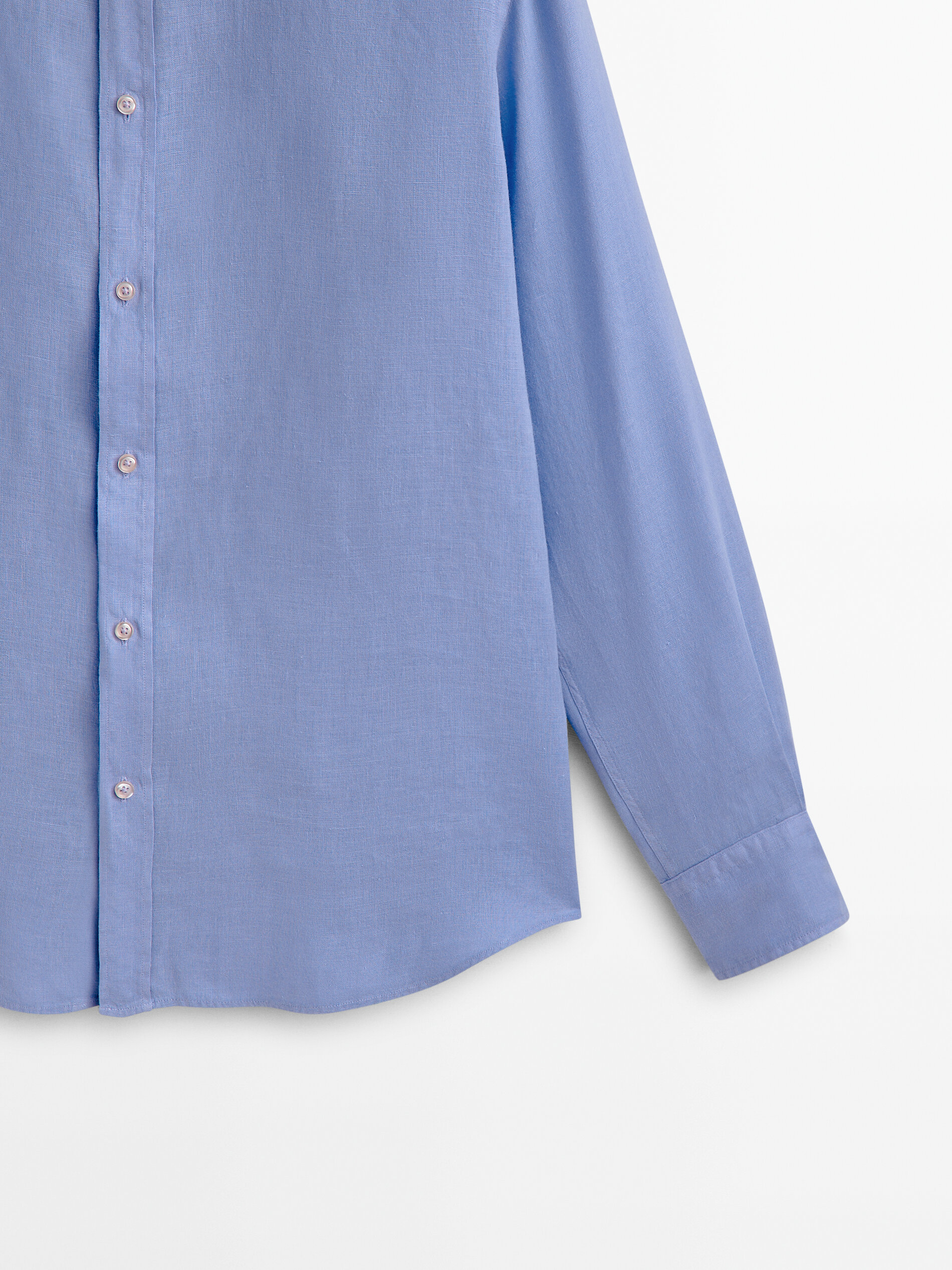 Camisa slim fit 100% linho - AZUL MÉDIO