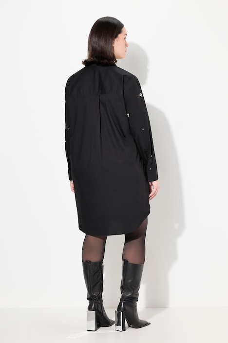 Hemdbluse, Ziersteine, Oversized, Hemdkragen, Langarm