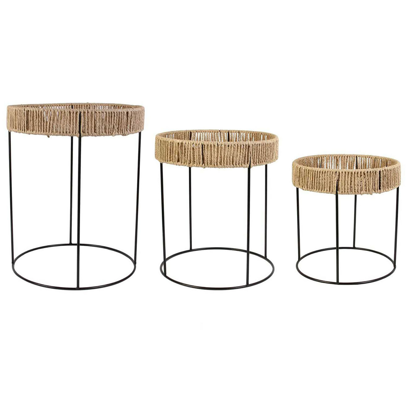 Home Deco Factory 3 Tables Gigognes beige/noir - 112x52x40 cm