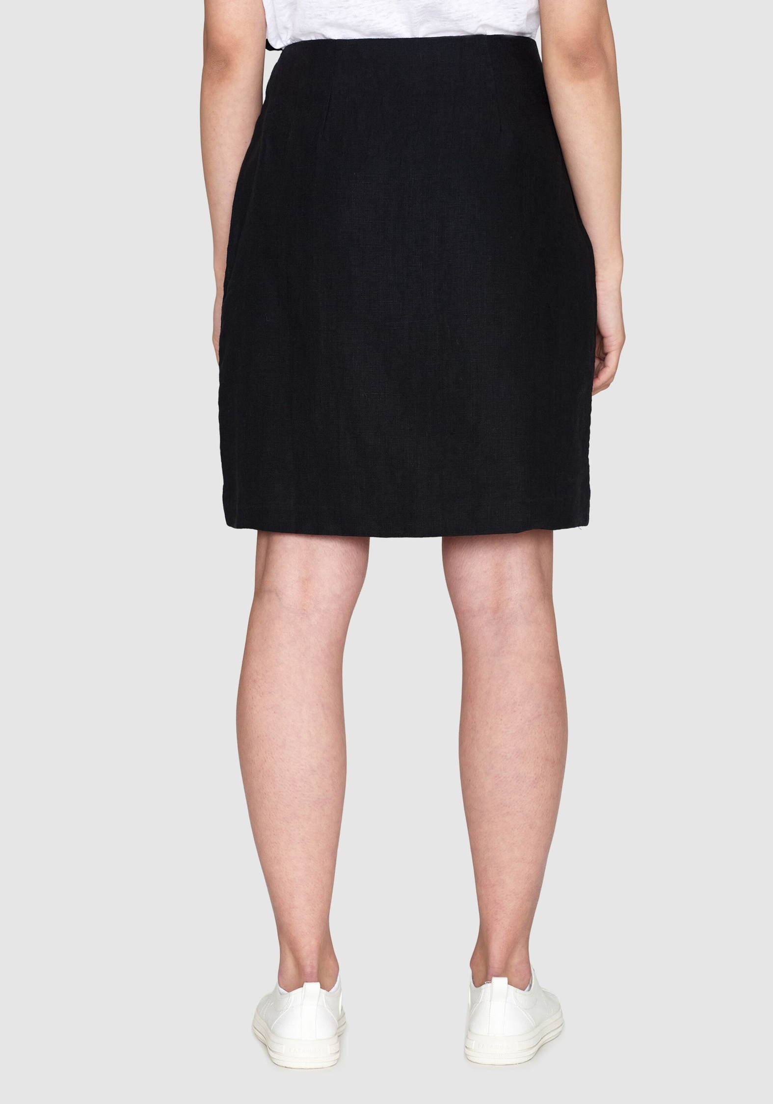 Knowledge Cotton Apparel Wickelrock Linen Wrap Short Skirt Black Jet