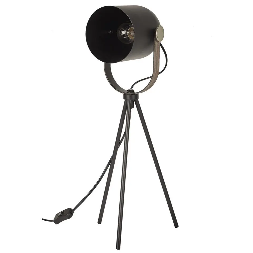 Home deco factory tafellamp industrieel - zwart - H46 cm