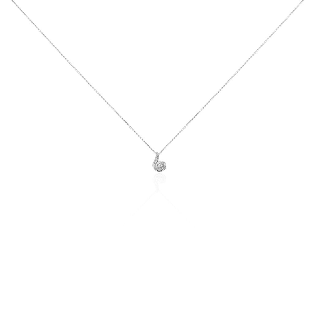Collier Vrille Accompagnee Or Blanc Diamant