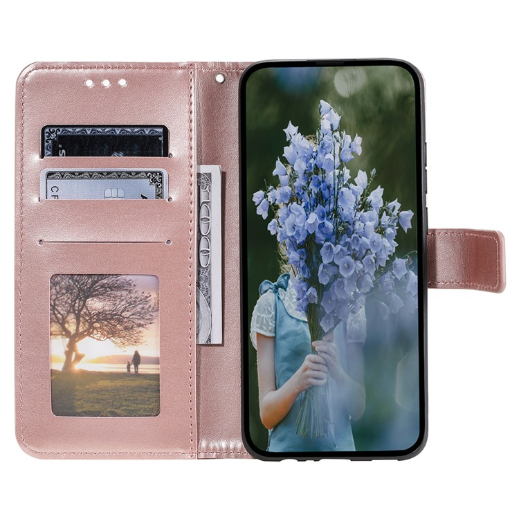 Samsung Galaxy A36 Leder Tasche Wallet - Mandala Flowers Imprint - Roségold