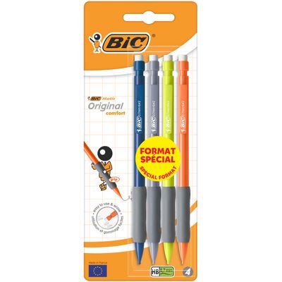 BIC Matic Fun - Pack de 4 porte mines format spécial - HB - 0,7 mm - couleurs assorties