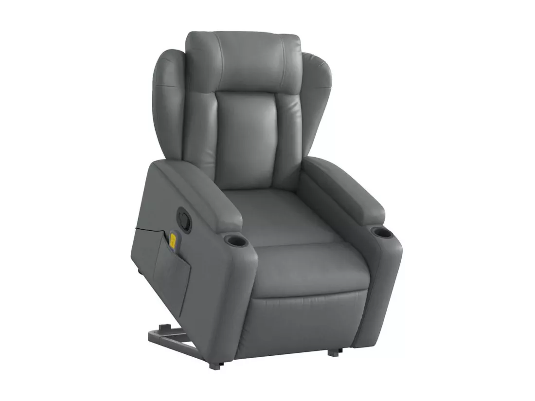 Fauteuil inclinable massant Gris Similicuir
