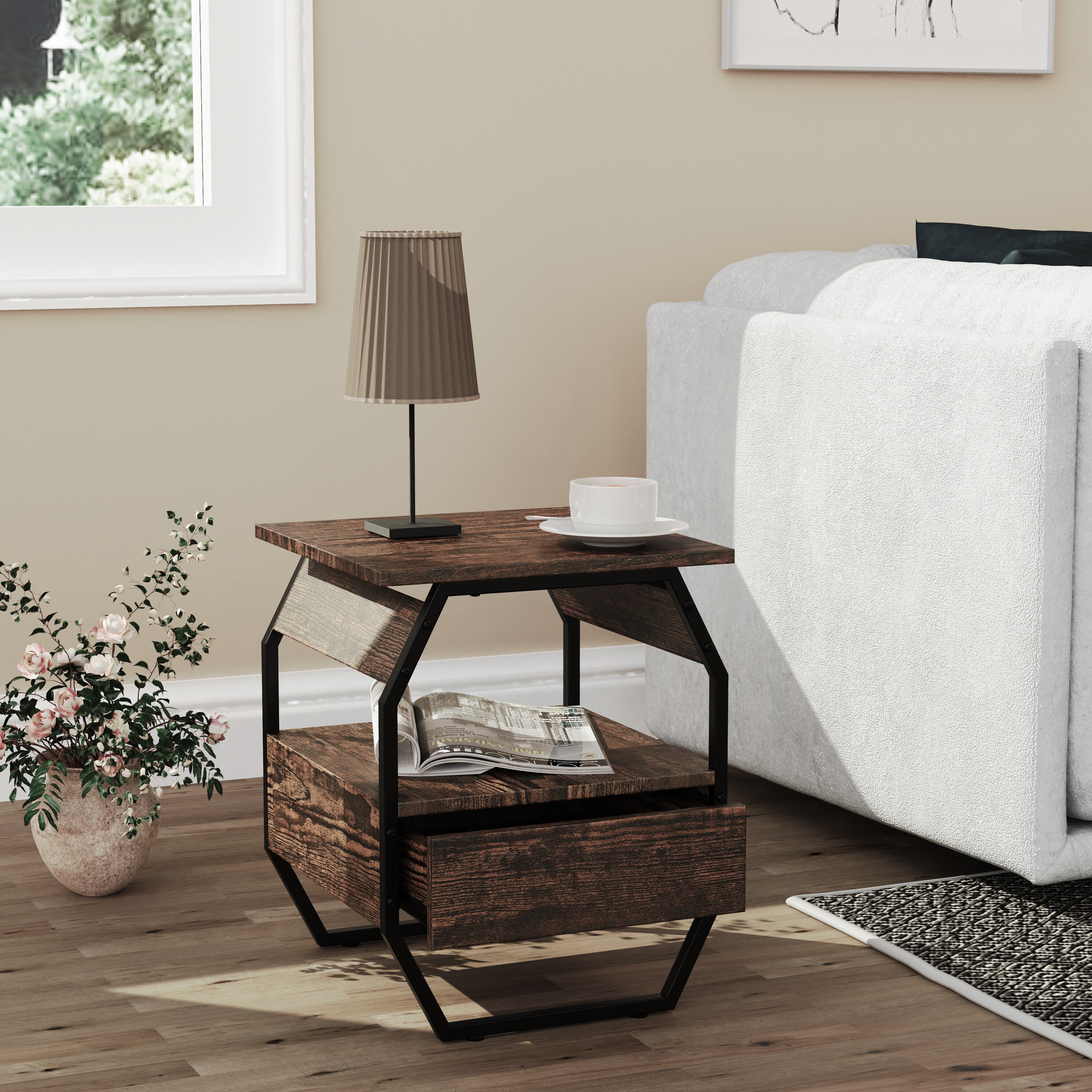 VCM Holz Metall Beistelltisch Couchtisch Sofatisch Wohnzimmertisch Kaffeetisch Aulari S