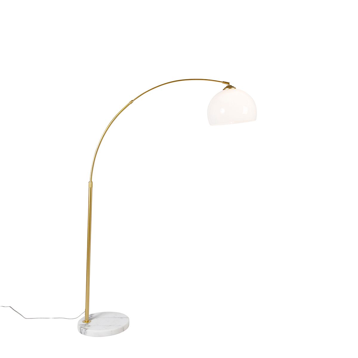 Smart booglamp messing met witte kap incl. Wifi A60 - Arc Basic
