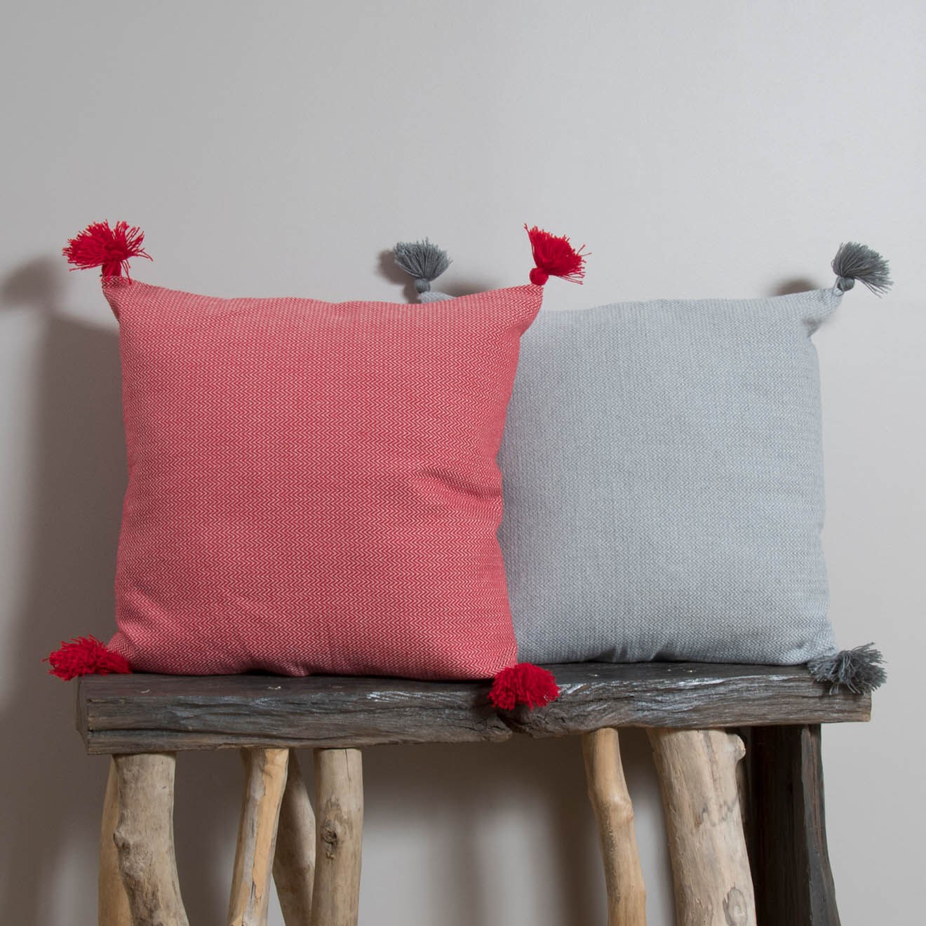 Febronie Housse de coussin chevron Stockholm rouge - 50x50 cm