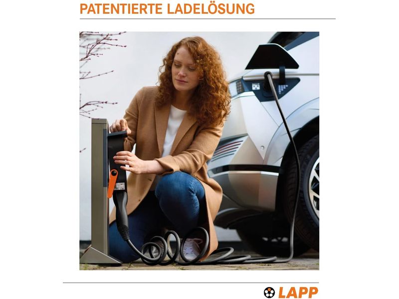 Lapp Ladekabel für Elektroauto Typ 2, 7.4kW, 32A, 5 m, Schw 3-phasiges Helix-Kabel zum Laden von Hybrid- und Elektroautos mit Typ-2-Anschluss