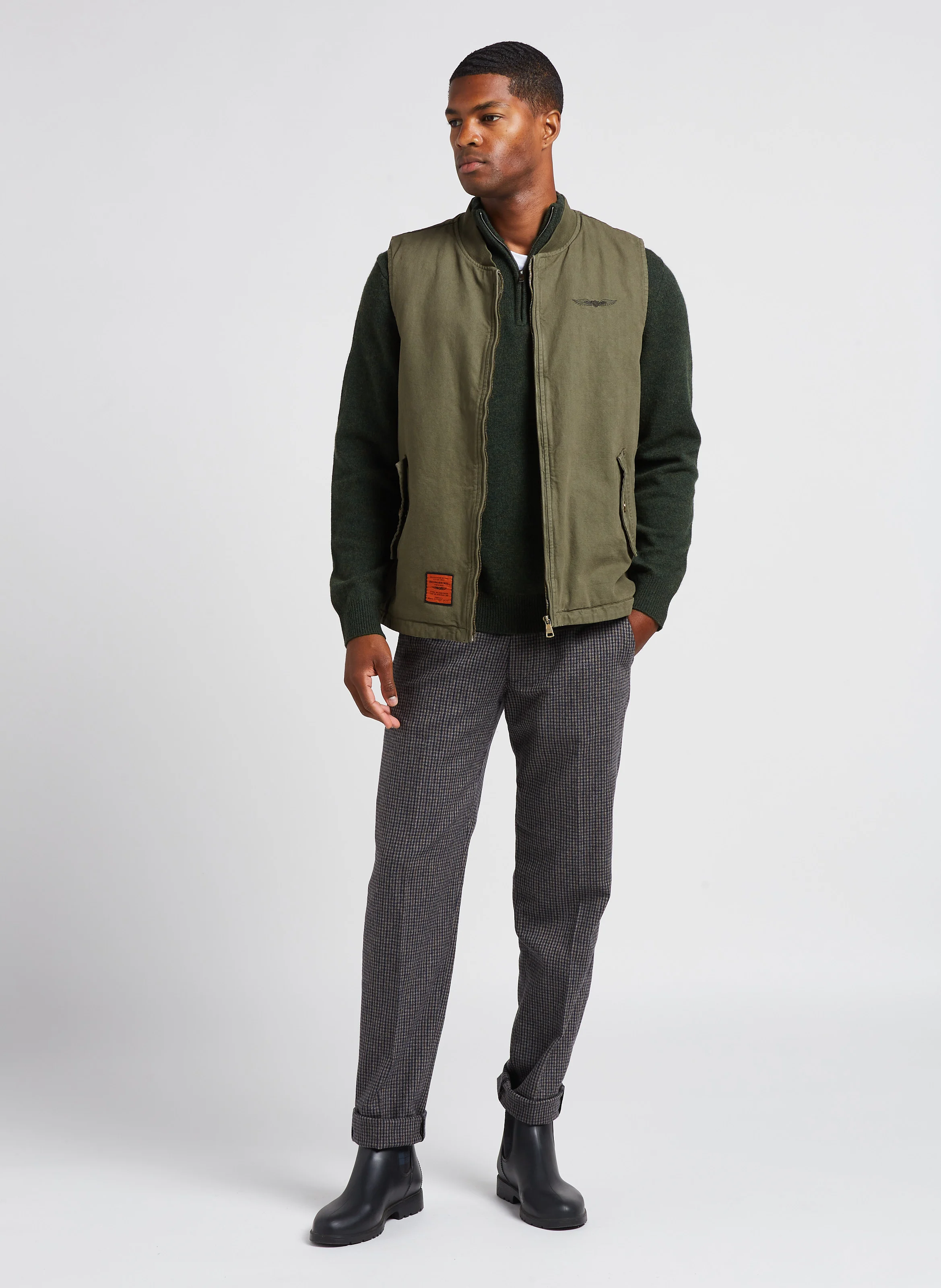 Pantalon droit en laine mélangée | Gris