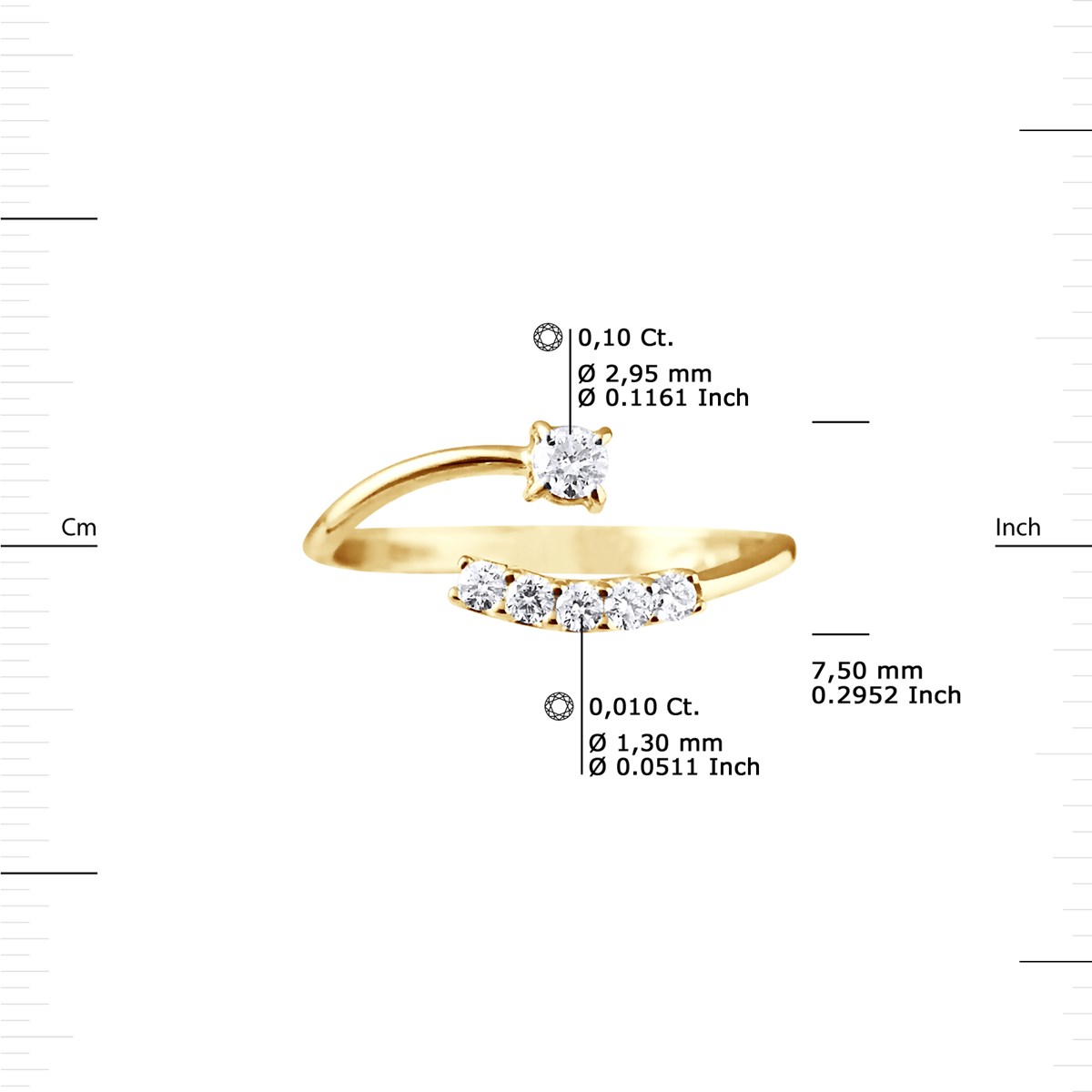 Bague Diamants 0,15 Cts Joaillerie Or Jaune