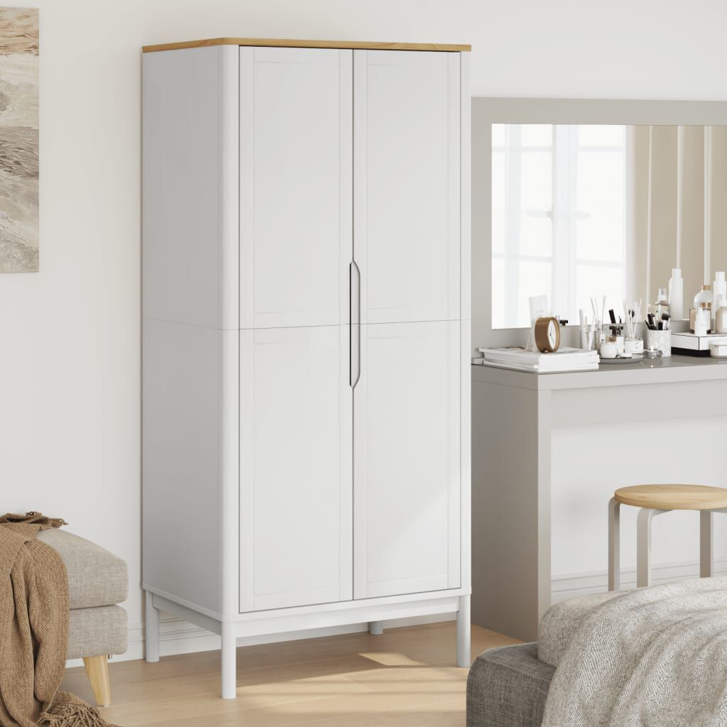 vidaXL FLORO Kledingkast Wit 77x53x171 cm Massief grenenhout