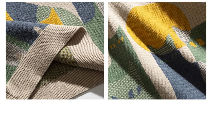Chuoku - Ronde hals kattenjacquardtrui