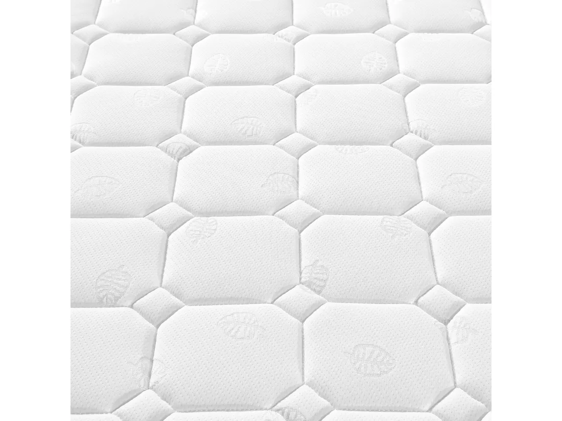Matelas à ressorts 90x200 cm mousse ép.25 cm - dureté H3 - housse matelassée en microfibre - Blanc