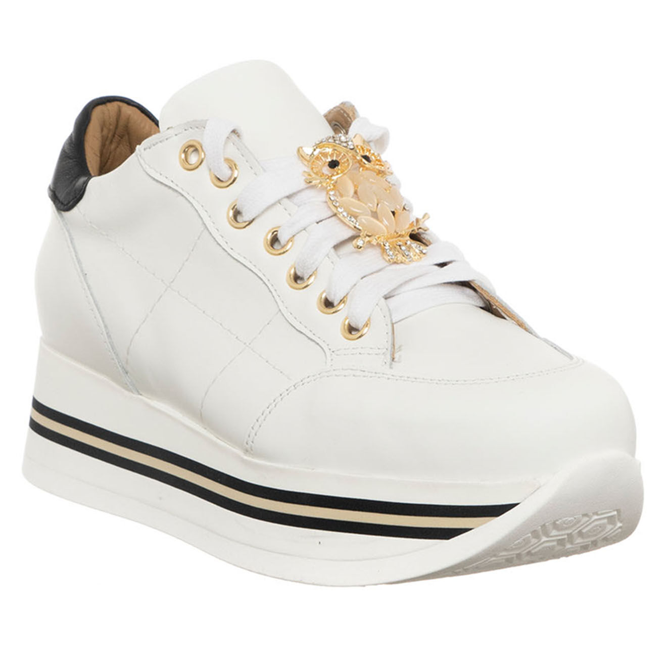 Loretta Pettinari Sneakers en Cuir Karto blanches
