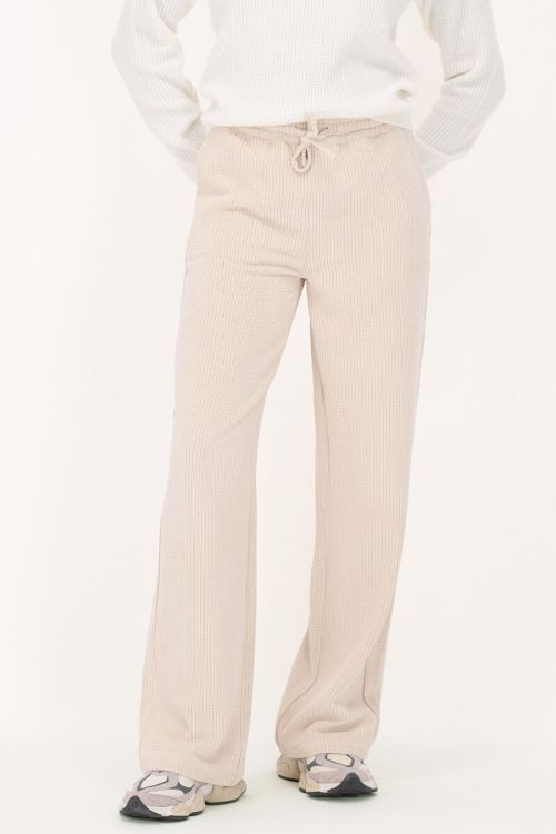 Beige wide leg broek van corduroy