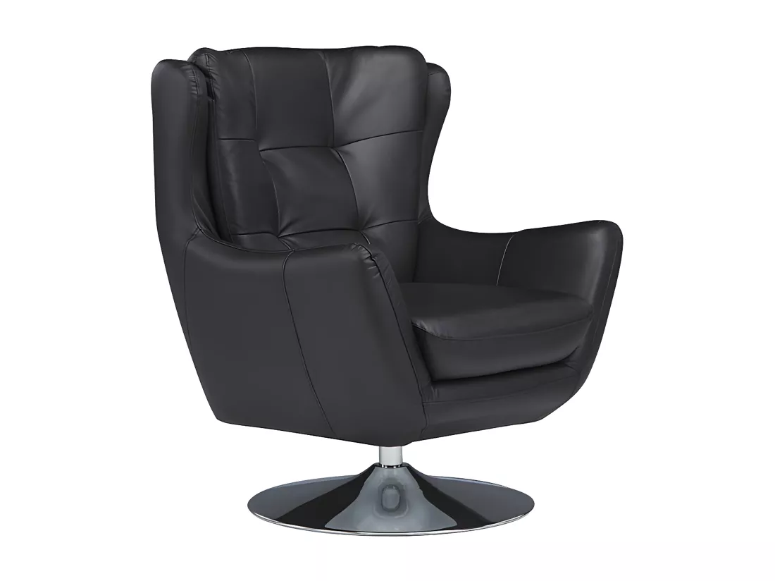 Fauteuil pivotant en cuir ANABA - Noir