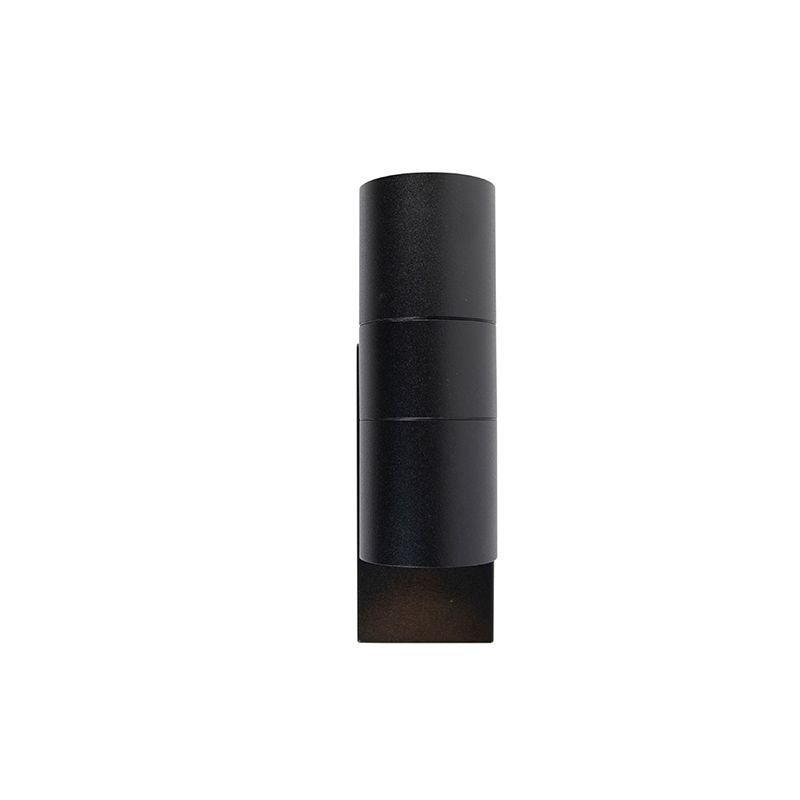 Buiten wandlamp zwart 2-lichts IP44 met schemersensor - Duo