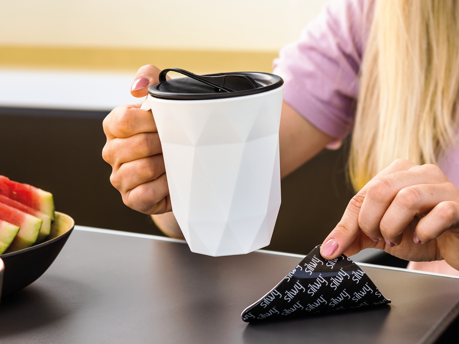 Silwy magnetisch koffiekop met nano-gel-pad en deksel