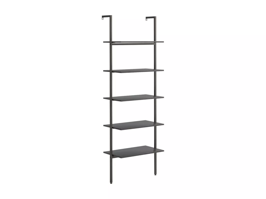 Étagère inclinée à 5 niveaux Noir 64x35x185 cm