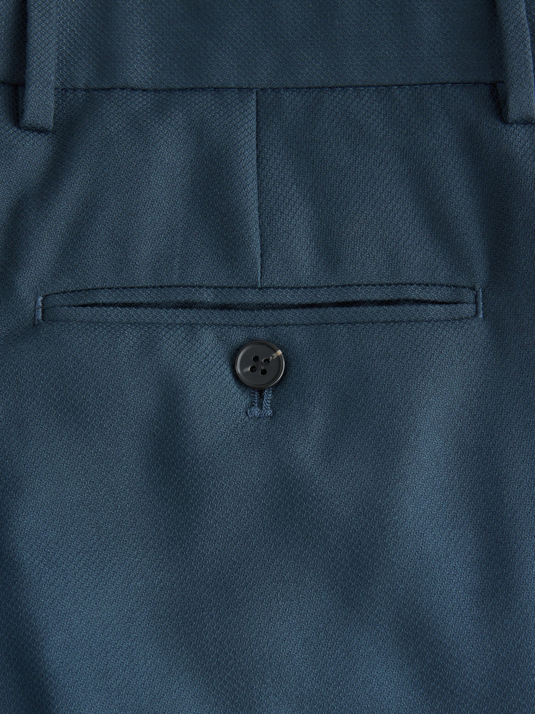 Blauwgroen - Slim Fit - Kostuum met textuur: broek