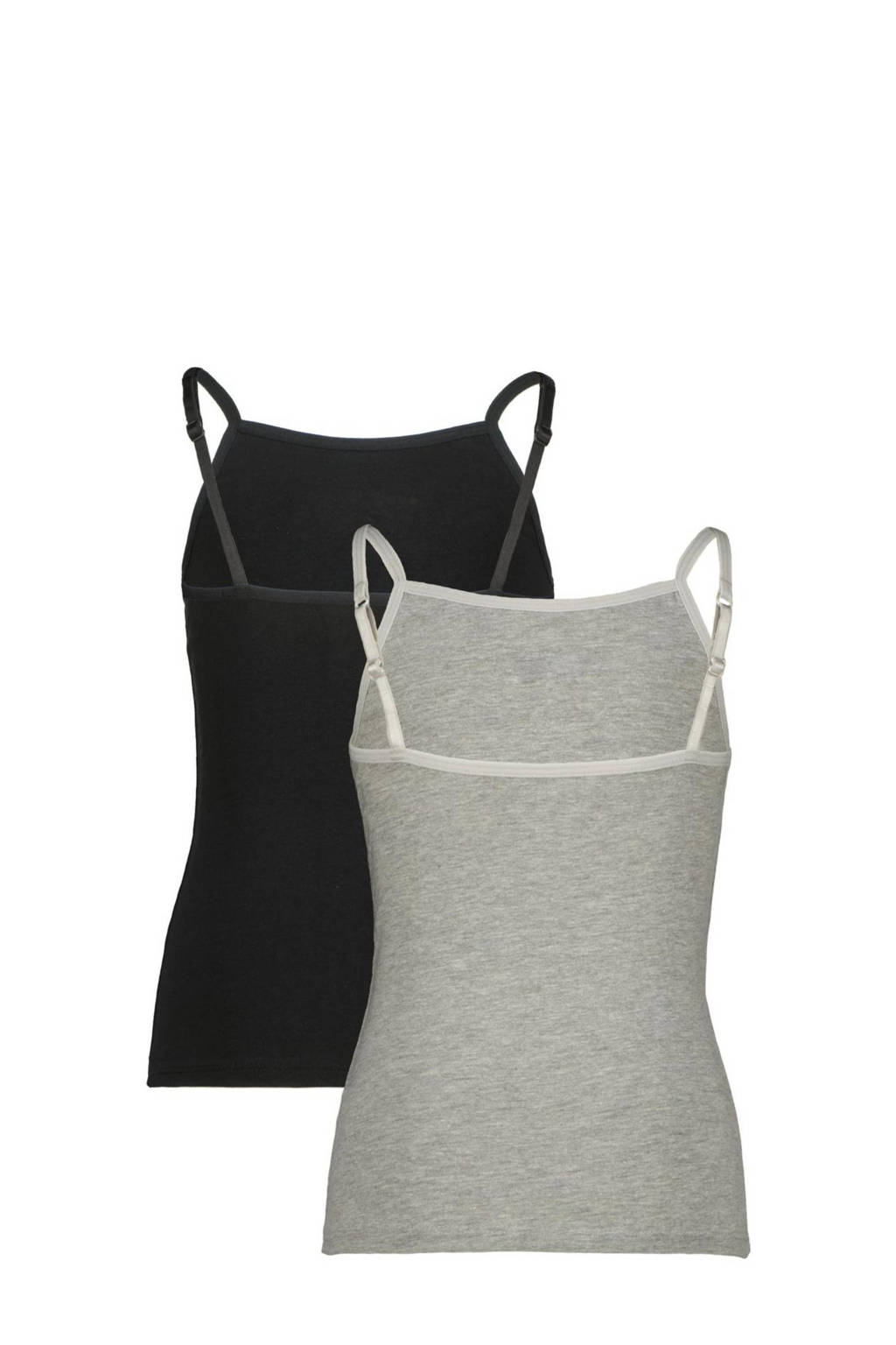 singlet Nora - set van 2 zwart/grijs melange